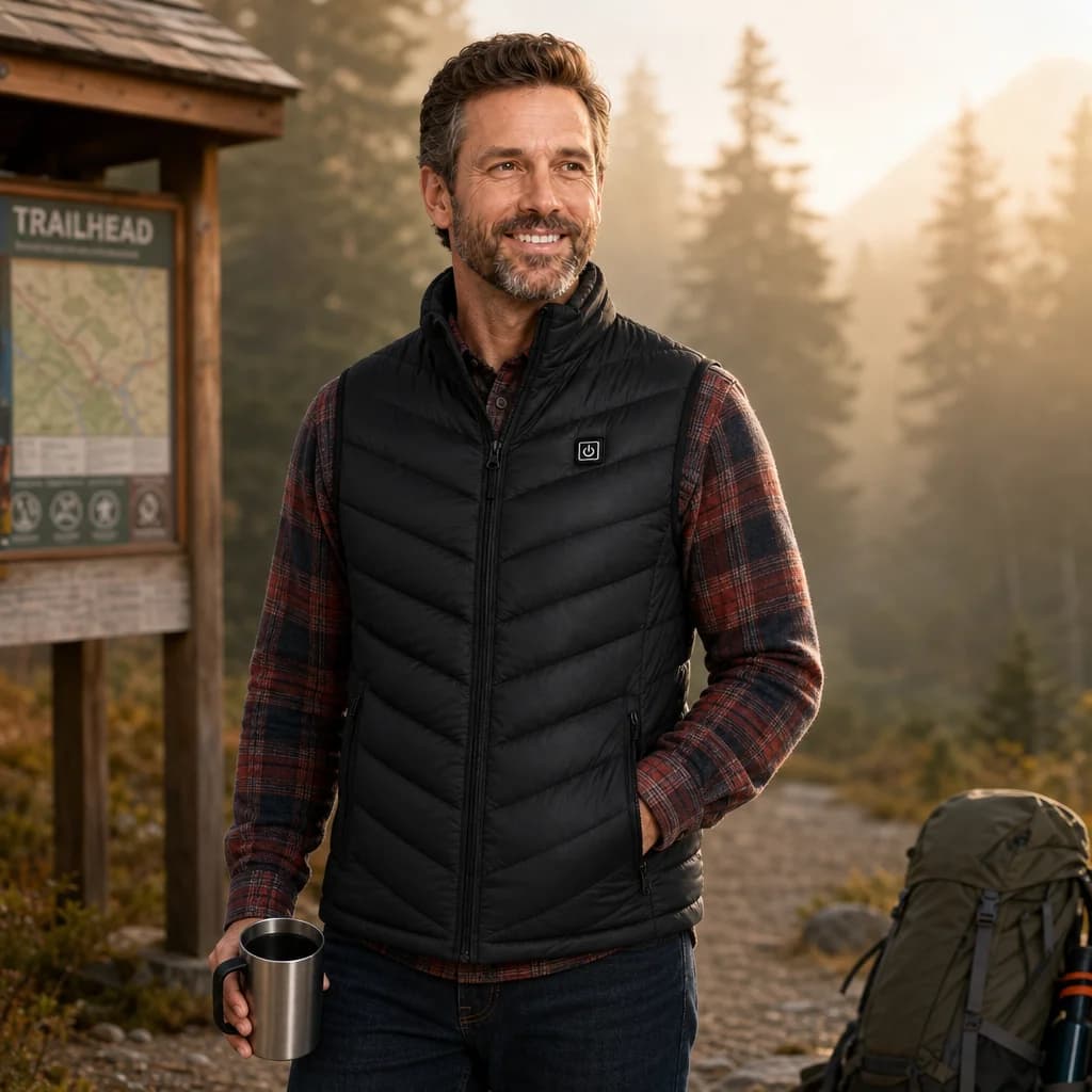 ThermiVest heated vest worn outdoors